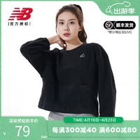 new balance NB 奥莱卫衣女士休闲运动短款长袖抓绒保暖口袋圆领套头上衣 WT11591-BK L