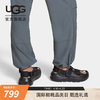 UGG夏季女士休闲舒适厚底纯色时尚Z字束带魔术贴凉鞋 1152686 BLK  黑色 36 BLK | 黑色