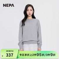 NEPA耐葩2024春夏户外男女卫衣保暖舒适长袖圆领T恤7KC5362 浅混杂灰色B33 170/88A(095)