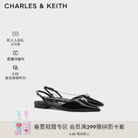 CHARLES&KEITH24夏季法式尖头平底链条凉鞋女CK1-70900512 Black Box黑色 37