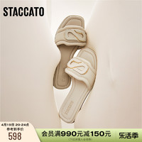 STACCATO 思加图 2023夏季新款泡芙塔凉拖鞋法式晚风拖鞋一字拖女鞋EEQ09BT3