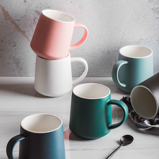 尚器 马克杯带勺创意陶瓷杯子女办公室茶杯子简约咖啡杯大容量家用水杯