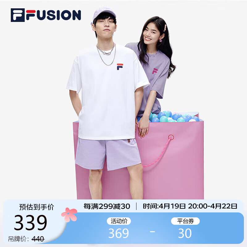 FILA FUSION斐乐潮牌短袖T恤男女季潮流肤圆领多色上衣