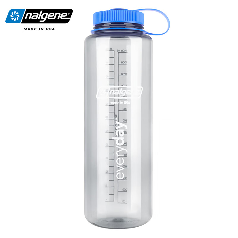 乐基因（nalgene）美国运动塑料杯子tritan 户外凉水桶 超大容量便携防漏1.5L 2178-0048灰色透明 1.4L