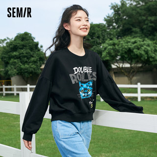 森马（Semir）【卫衣合辑】森马卫衣男慵懒风上衣基础百搭男生印花套头衫潮 女装A款-黑色 170/88A/M