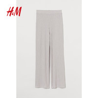 H&M 女装裤子夏季新款灰色格雷系穿搭柔软舒适休闲直筒长裤0961198 浅灰色 170/100