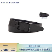 TOMMY HILFIGER24春季男装双面用旗标商务休闲针织皮带腰带AM0AM12178 黑色/藏青色BDS 90cm