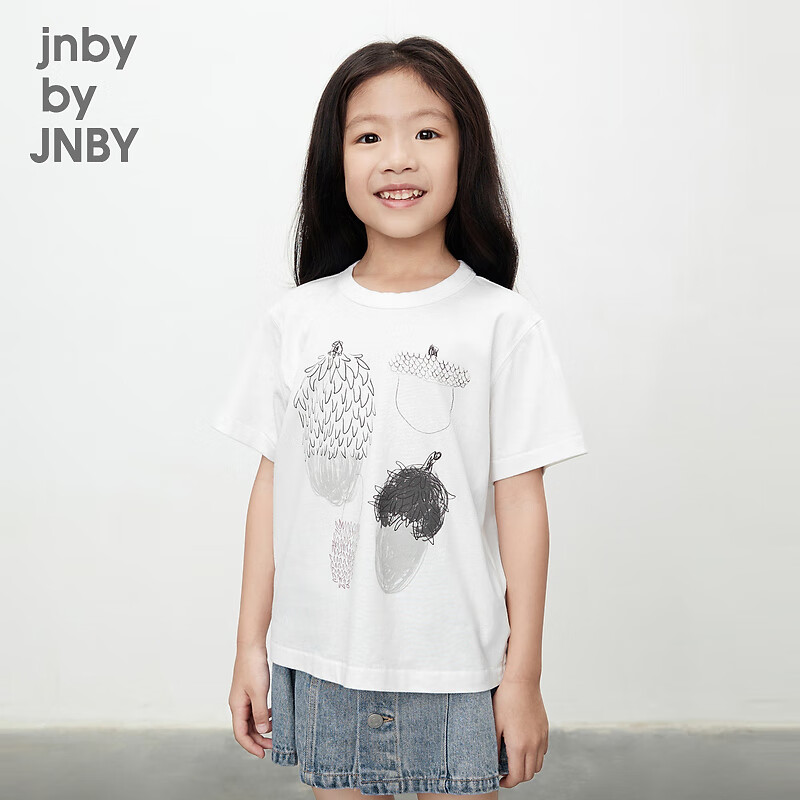 jnby by JNBY江南布衣童装圆领短袖T恤宽松24春男女童1O3110160 100/本白 100cm
