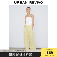 URBAN REVIVO UR2024春季女装魅力通勤垂感显瘦宽松西服阔腿裤UWG640034 浅黄色 XXS