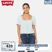 Levi's李维斯24夏季女士复古时尚方领牛仔短上衣 蓝白条纹 A7332-0006 XS