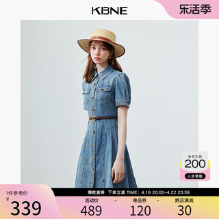 KBNE 卡贝奈尔 牛仔连衣裙女小众设计kbne2024夏季新款法式小个子收腰显瘦A字裙