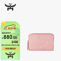 MCM 女士礼盒装粉色人造革拉链钱包钱夹 MYLDSTA03QZ001