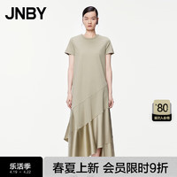 江南布衣（JNBY）24夏连衣裙纯棉圆领短袖A型气质设计感5O4G12810 269/绿卡其 L