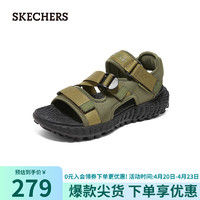 SKECHERS 斯凯奇 魔术贴凉鞋子男户外894231橄榄色/黑色557 42