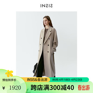 INSISFEMME 经典意式立绒大衣双排扣定制面料秋冬新款毛呢外套女 廓形意式版-马尼拉 M