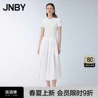 江南布衣（JNBY）24夏连衣裙气质赫本风X型修身拼接短袖5O4G14470 100/本白 M