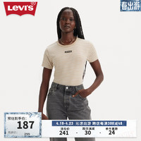 Levi's李维斯24春季女士短款紧身短袖时尚条纹拼色显瘦显高 拼色 17944-0049 M