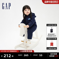 Gap 蓋璞 嬰兒冬季2023新款LOGO熊耳一體式連體衣837102兒童裝外出爬服
