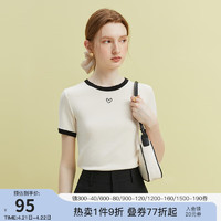 范思蓝恩 23FS12363美式复古针织短袖t恤，女新款夏季 杏色 S