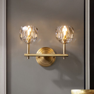 凯乔 全铜水晶壁灯 创意个性后现代客厅卧室床头设计师轻奢