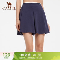 CAMEL 駱駝 運動半身裙女子針織短裙休閑戶外網球裙 C0S14LF648-1 寶藍 L