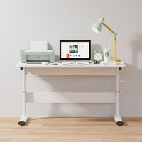 雅美乐 升降桌电脑桌手动调节书桌成人学生学习桌办公居家写字桌白色1米
