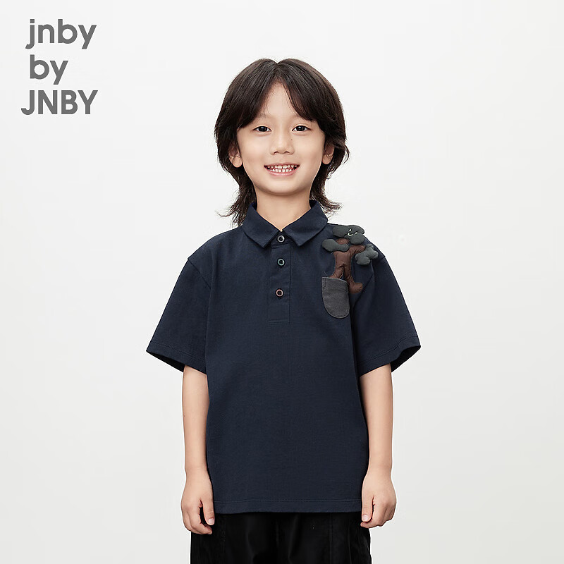 jnby by JNBY江南布衣童装翻领中袖T恤宽松24春男女童1O3112660 414/蓝藏青 160cm