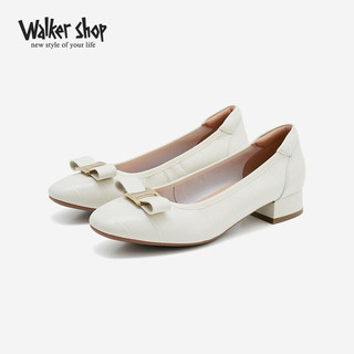 Walker Shop 奥卡索 女鞋2024春季女士单鞋时尚低跟鞋女通勤船鞋女D141052 米色 37