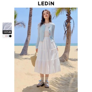 LEDIN 乐町 甜美蛋糕长裙少女感纯棉半身裙初恋感小白裙