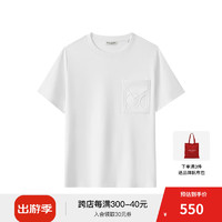 Marc O'Polo/MOP春季压印口袋直筒宽松短袖T恤女 白色100 XXS/155
