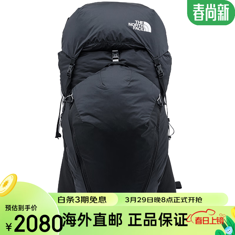 北面（The North Face）双肩包春夏户外远足49升大容量徒步登山包3G9V 0GY/黑色 49L (700*350*310)mm