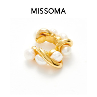 MISSOMA 熔岩珍珠立体拧绳双层耳骨夹淡水珍珠耳饰
