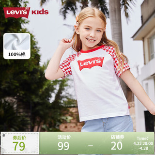 Levi's 李维斯 儿童装女童短袖t恤夏季新款凉感上衣洋气半袖潮 明亮白 140/64(S)