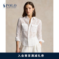 Polo Ralph Lauren 拉夫劳伦 女装 24年夏修身版孔眼亚麻衬衫RL25530 100-白色 12