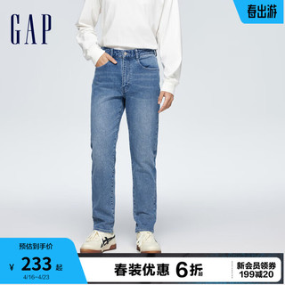 Gap 盖璞 男装春季2024时尚复古水洗修身牛仔裤889511潮流直筒裤 浅蓝色 34