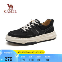 CAMEL 骆驼 男鞋布鞋2024春季新款透气厚底增高耐磨运动休闲鞋男士鞋子潮 G14S070101，黑色，男 38