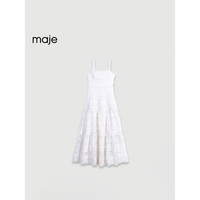 Maje2024早春女装时尚白色镂空钩花吊带连衣裙长裙MFPRO03609 白色 T36