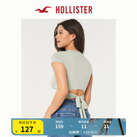 HOLLISTER24春夏美式风辣妹修身圆领短袖T恤 女 356546-1 灰绿色 XXS (160/80A)