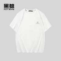 黑鲸小logo印花短袖T恤男2024年夏季合体圆领套头短t男 漂白C7 175/92A