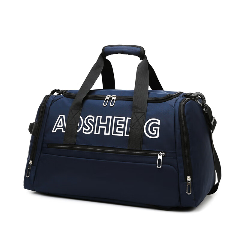 AOSIMAN双肩旅行包短途手提旅游包运动包包斜挎行李包旅游包鞋位包 深蓝色