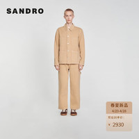 SANDRO2024春夏男装法式休闲合体牛仔夹克外套上衣SHPBL00756 米黄色 M