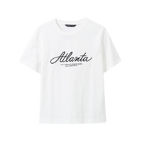 SPAO韩国同款2024年春夏女士时尚印花圆领短袖T恤SPRPE24W01 白色 S