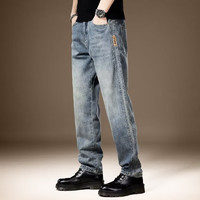 FAGEDU 法格杜 春秋高棉高品质重磅重工收紧腰直筒牛仔长裤