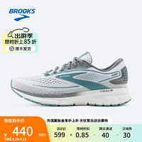 BROOKS 布魯克斯 跑步鞋女鞋緩震運動鞋網面透氣跑鞋 Trace 2軌跡 白色/灰色/瓷青 36.5