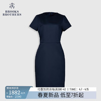 布克兄弟（BrooksBrothers）女士24春夏新棉气质圆领收腰简约连衣裙 4004-藏青色 8