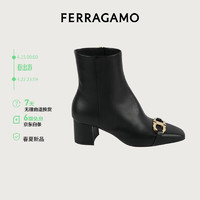 菲拉格慕（Ferragamo）女士黑色Gancini扣饰短靴 0769254_1D _ 60/36.5 