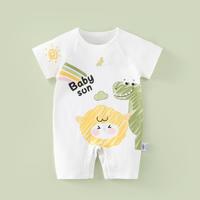 新生儿夏季纯棉短袖连体衣外出夏天满月宝宝衣服卡通爬服薄款婴儿