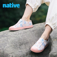native 2023夏季新品线条系列成人男女同款洞洞鞋凉鞋 蓝粉线条|浅杏色 40