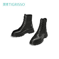 tigrisso 蹀愫 冬季時尚綁帶暗黑厚底馬丁靴圓頭短中靴TA21789-50