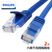 PHILIPS 飛利浦 六類網線CAT6 千兆網絡跳線 綜合布線寬帶路由器寬帶連接線 2米